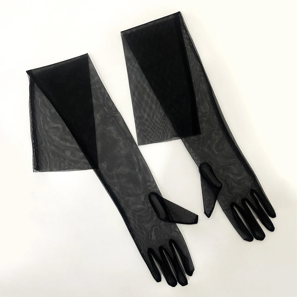 WG002-1 Elegant White / Black Long Gloves Light Breathable Tulle Brides Bridesmaid Wedding Pageant Prom Women Gloves