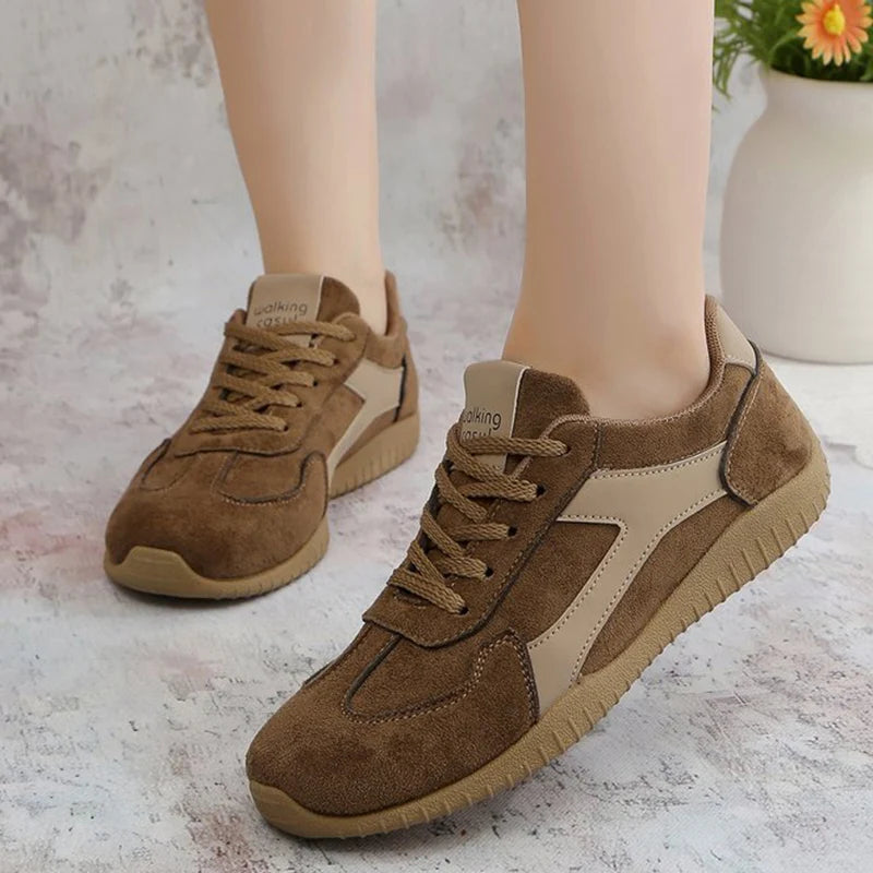 Comfy Lightweight Running Shoes Women Spring Autumn Faux Suede Lace Up Sneakers Woman Outdoor Non Slip Sport Shoes Female