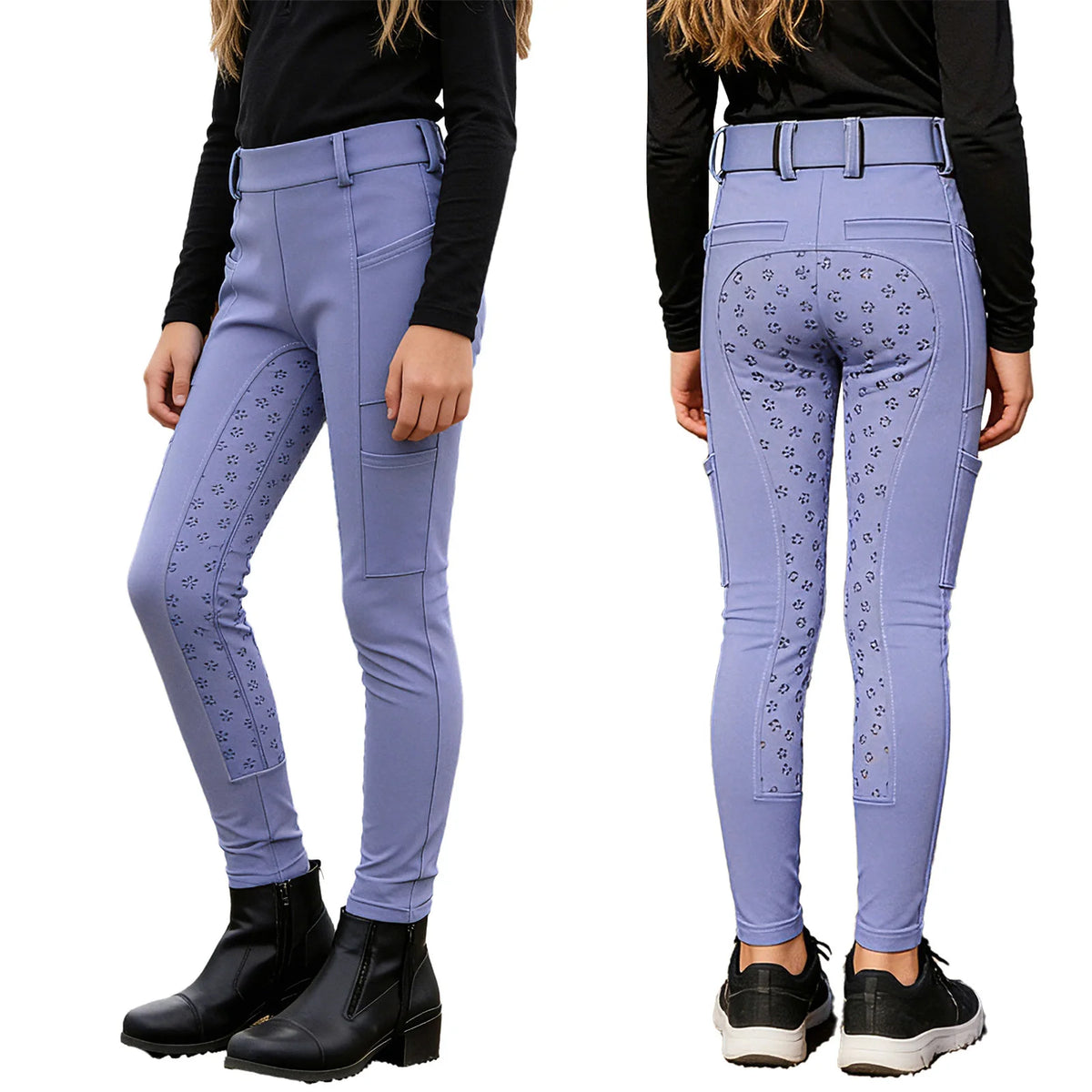 Unisex Kids Boys Girls Horse Riding Sports Clothes Anti-skid Full Seat Equestrian Pants Leggings Workout Bottoms Daily Wear