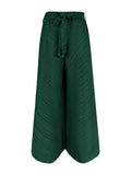 Miyake Pleated Wide Leg Loose Pants Stitching Casual Big Trousers Women Summer Dubai Designer Fashion Belt Aesthetic Clothes
