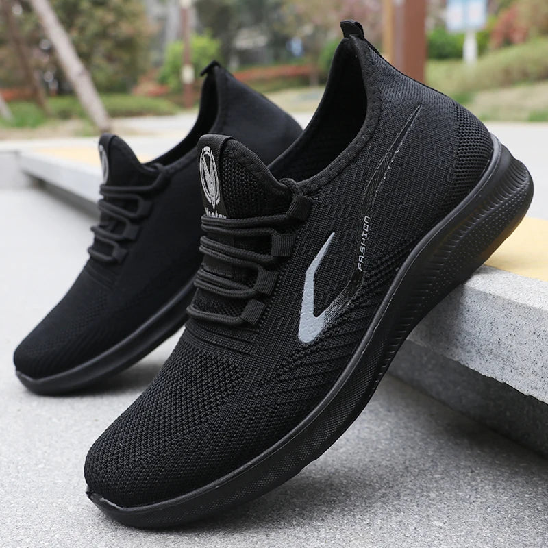 Men's Fashionable Solid Woven Knitted Running Shoes - Lightweight, Breathable, Non-Slip - Perfect Sports Shoes for Outdoors