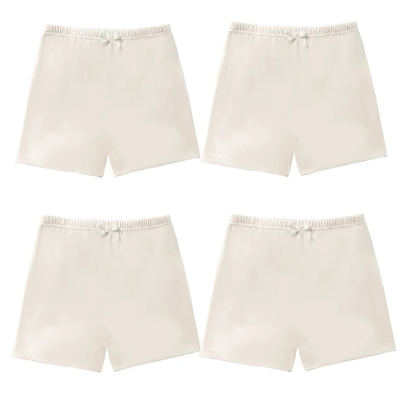 Kids Girls Panties 4 Pcs Soft Cotton Breathable Safety Pants Solid Color Underpants Four Seasons Fashion Leggings For 2-13 Years