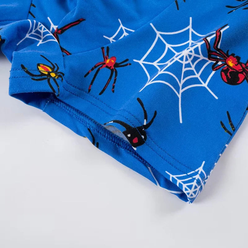 4-Piece Milk Silk Children Underwear Cool Spider Print Boys Trunks Elastic Waist Boys Boxer Shorts Comfortable Kids Boxer Briefs
