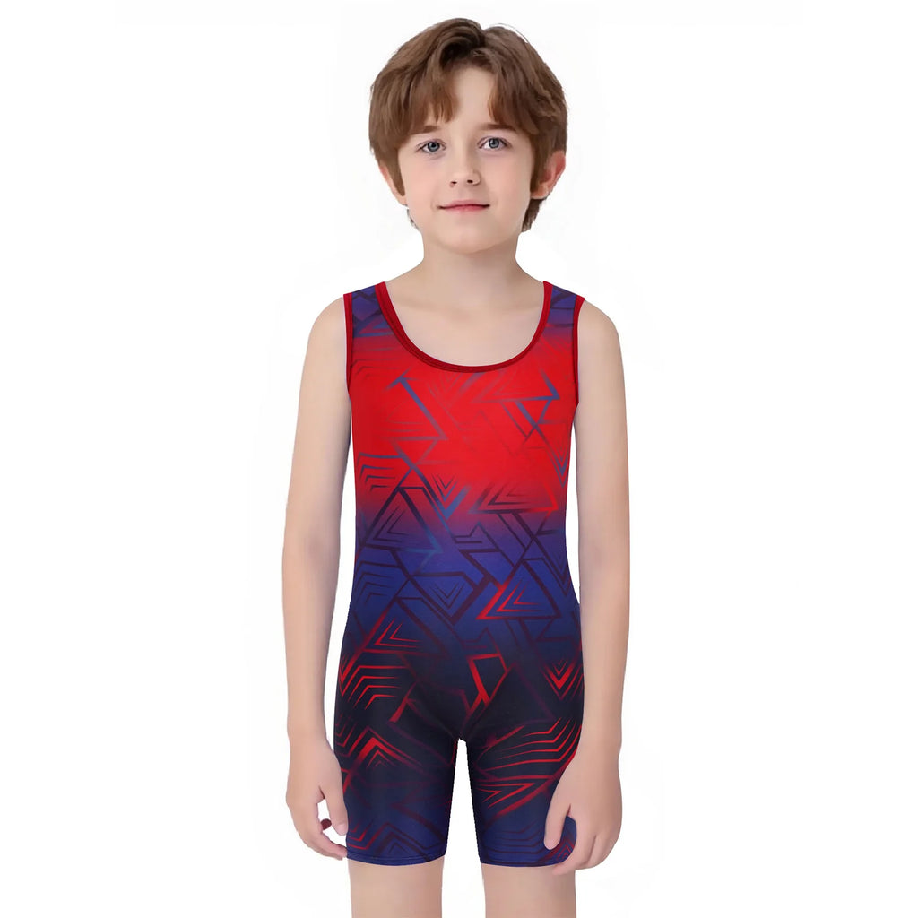 Kids Boys Swimsuit Geometric Printed Jumpsuit Swimsuit Wrestling Singlet Swimming Costume Sports Bodysuit Cycling Gym Fitness