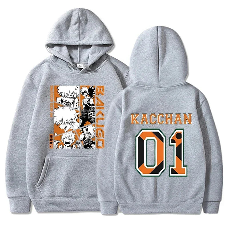 Anime Bakugou Katsuki printed hoodies for men and women, fashionable pullovers for autumn and winter, and women's sweatshirts