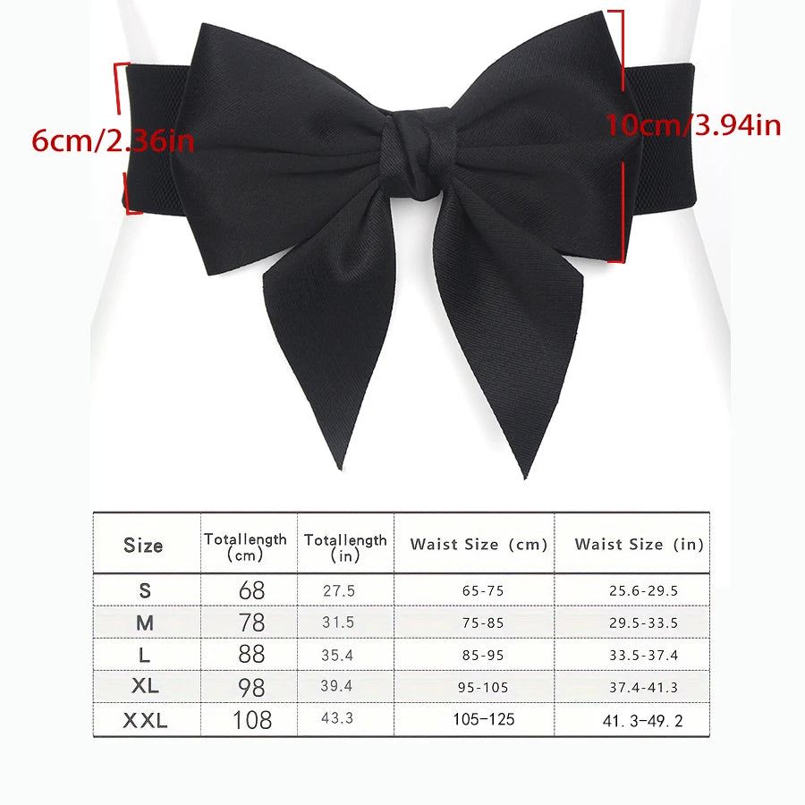 Women Stretch Waist Belt Straps Elegant Wide Side Waistband Large Bow Elastic Belts For Girls Dress Coat Cummerbunds Corset