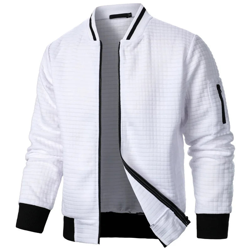 Men's Jackets Coats Casual Solid Autumn Jacket Men Zipper Cardigans Spring Long Sleeve O-neck Plaid Men's Coat Streetwear S-XXXL