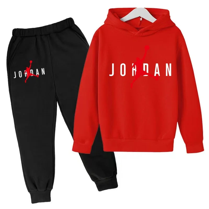 Kids Clothes Hoodie Basketball Letters Pullover Boy Girl 3-12Years Blue Sweatshirt+Black Pants Charming Leisure Brand Sports Set