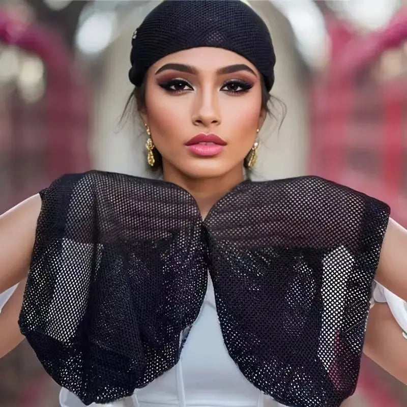 Muslim Mesh Hats for Women Lightweight Portable Solid Color Caps Islamic Skull Caps Black Hair Net