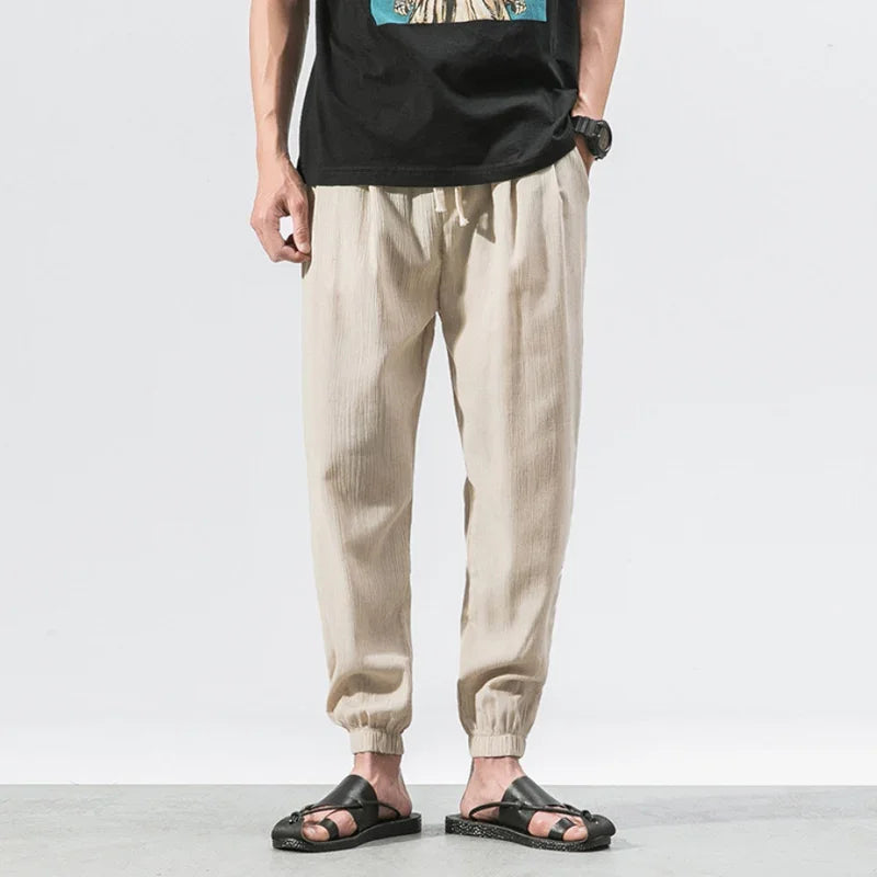 Japanese-Style Retro Streetwear 2020 Summer Men Cotton Linen Sweatpants Trousers Men Casual Harem Pants Breathable Men Joggers