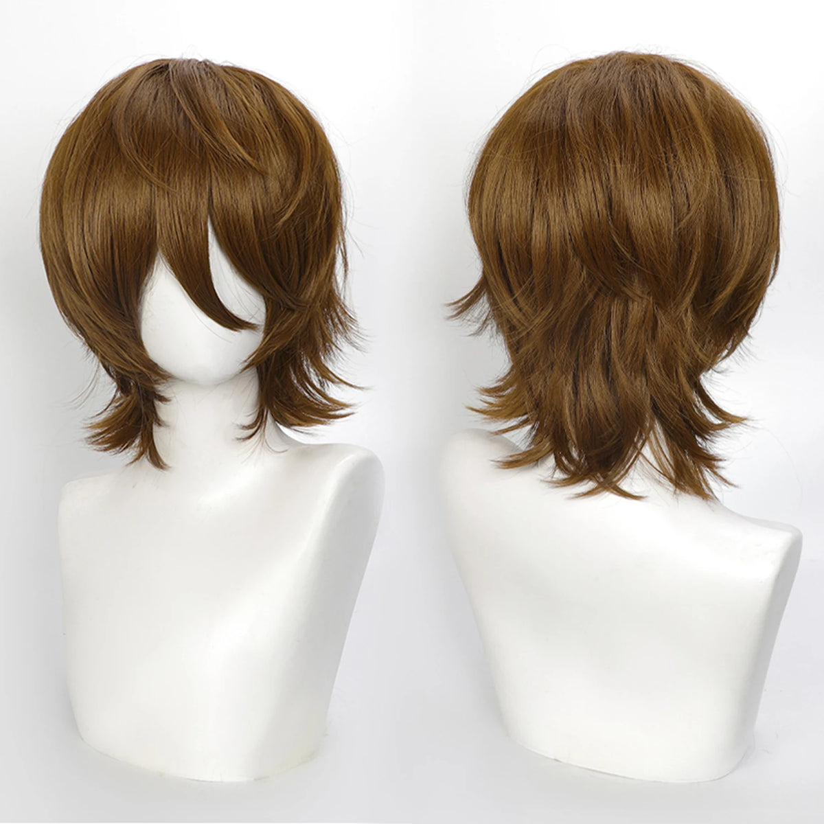 Short Wavy Bob Synthetic Wig with Air Bangs Heat Resistance Shoulder Length Curled 14inch Wigs for Daily Use Cosplay for Women