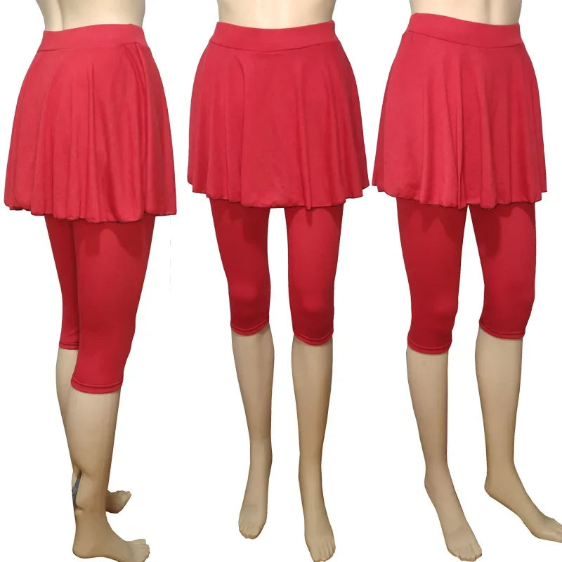 Women Leggings Skirt Tennis Pants Spandex Sports Elastic Cropped Culottes Legins Yoga Pants Women's Sports Fitness Leggings