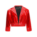 Kids Girls Shiny Rhinestones Metallic Jacket Hip Hop Jazz Dance Top Outerwear Long Sleeve Disco Stage Performance Streetwear