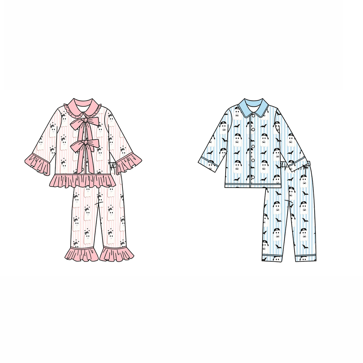 Wholesale Purple Children's Halloween Pajamas Kids Pumpkin Cany Set Boys Girls Clothing