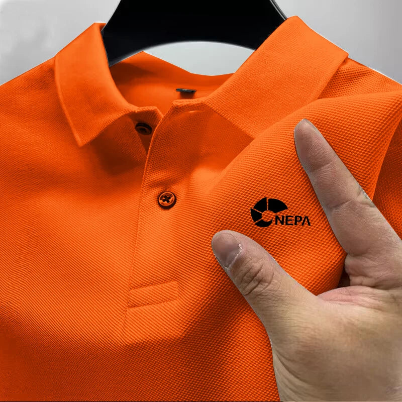 2026 Men's Reflective Polo Shirt, Color Button, Breathable, Casual, Fashionable, Business, Comfort, Summer, Shoes