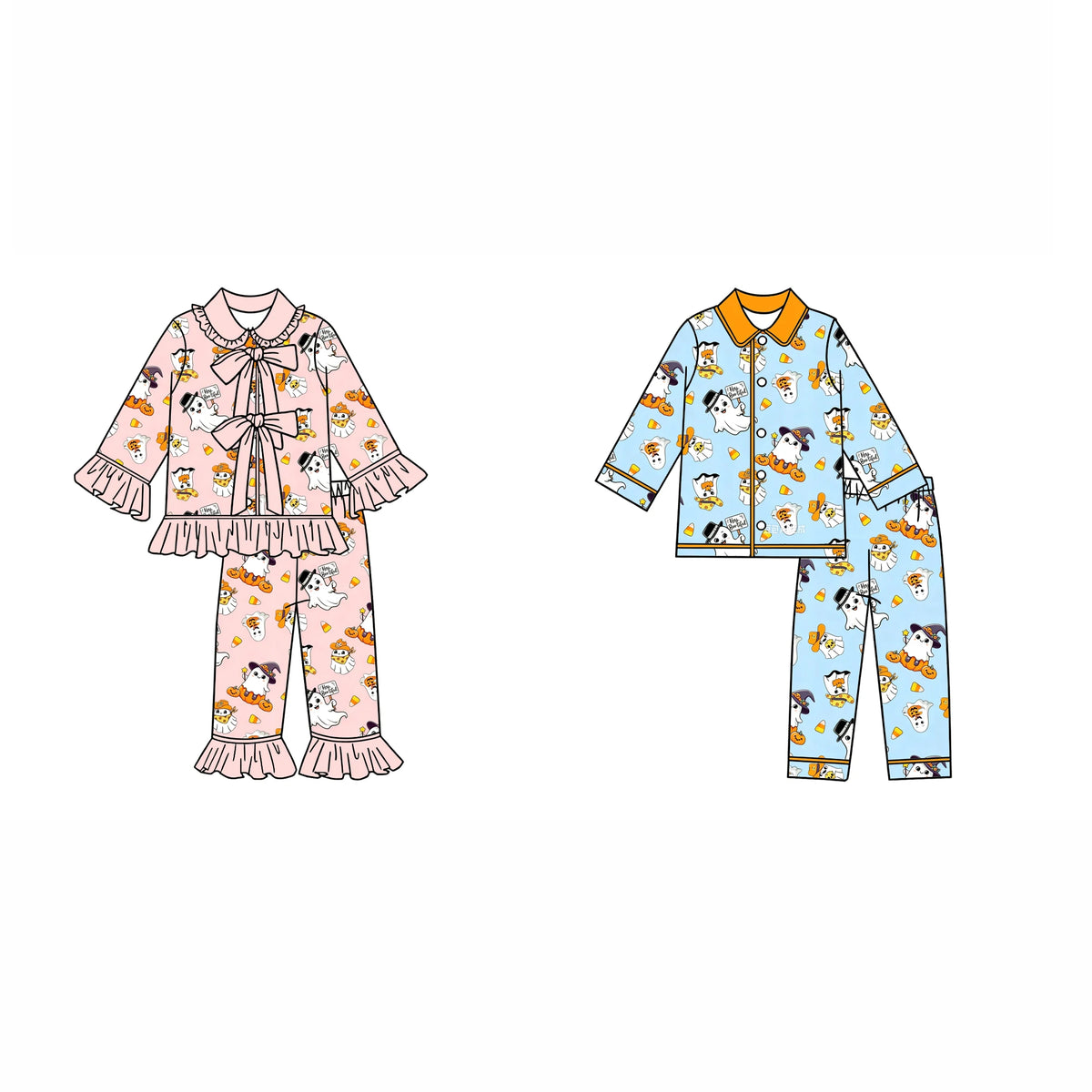 Wholesale Purple Children's Halloween Pajamas Kids Pumpkin Cany Set Boys Girls Clothing