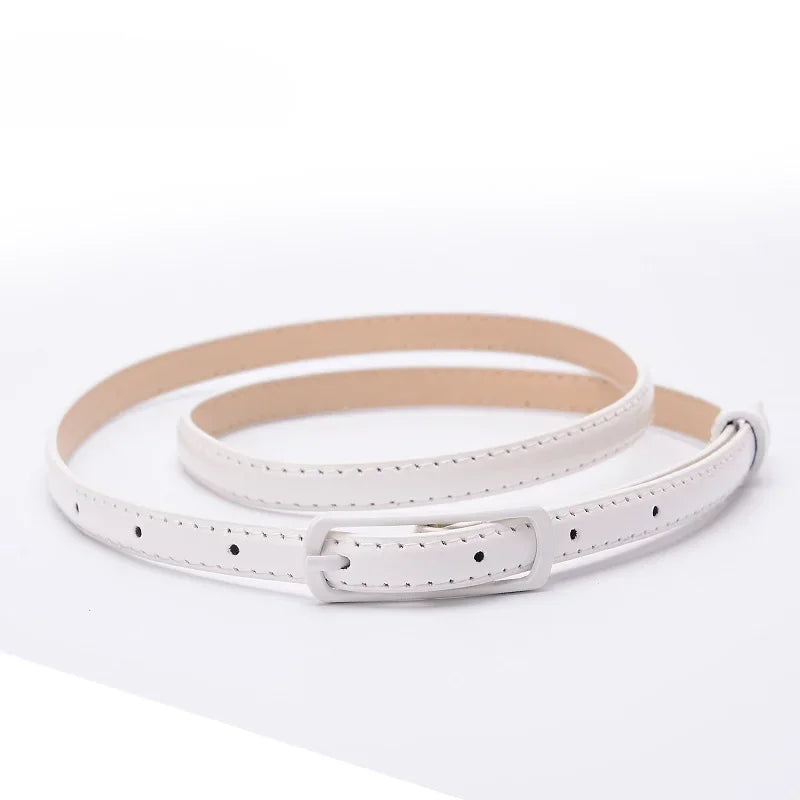 Children Candy Color Belts 1.2cm Super-thin PU Waistbands Simple Solid Color Casual Belts Girl Apparel Accessories