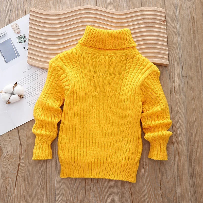 New children's autumn winter sweater boys and girls Korean version Christmas knitted cartoon high neck warm sweater