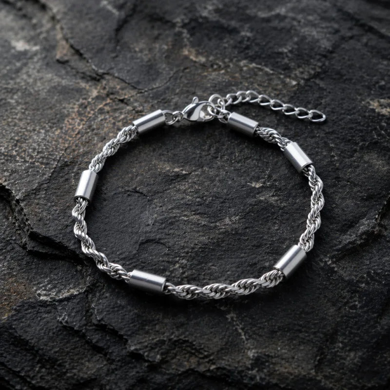 Jewelry Gift for Him Vnox Unisex Rope Chain Bracelets for Men Women Stainless Steel Twisted Links Chain Bracelet Simple Classic