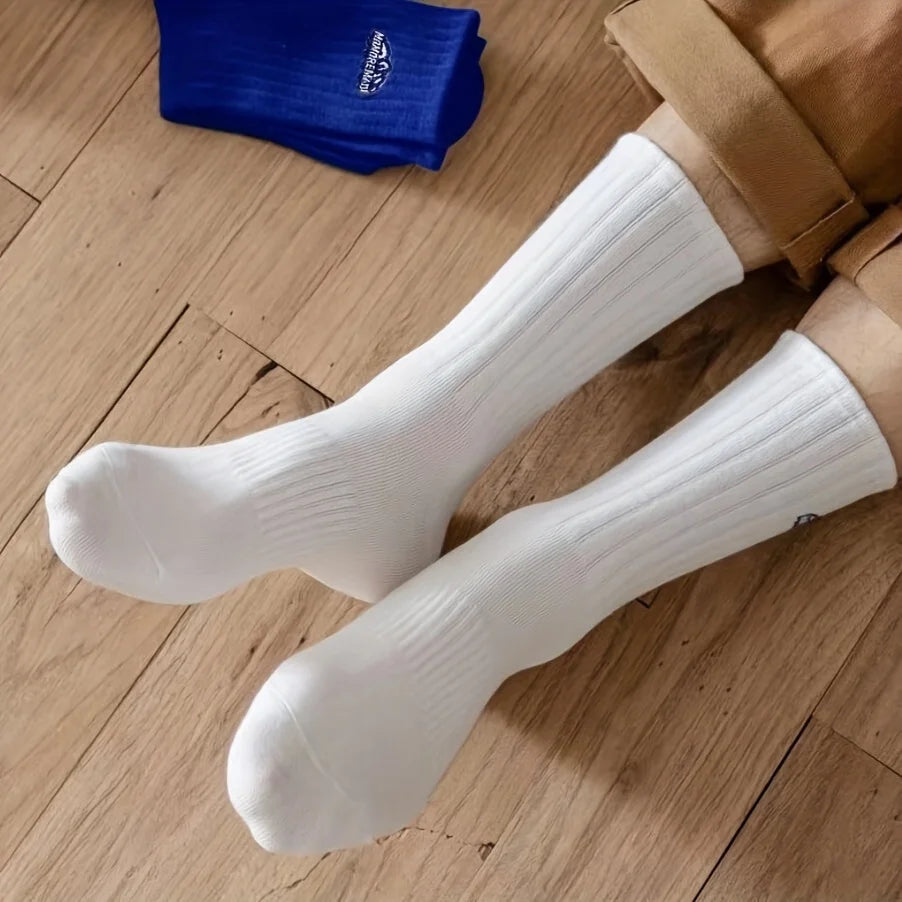 4 pairs of unisex socks with oil painting pattern  thin breathable and versatile casual mid length socks