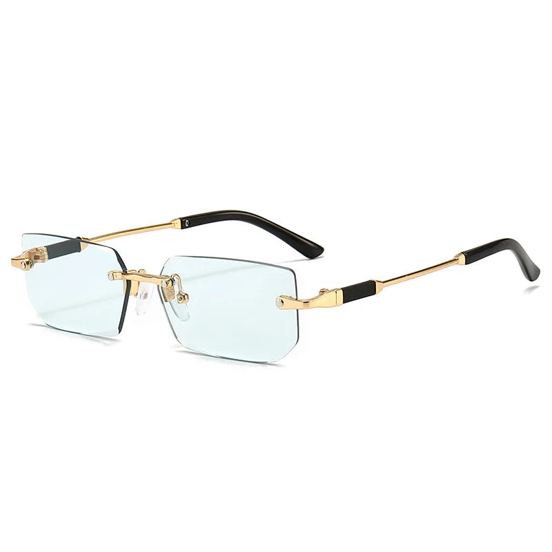 Trendy Rimless Sunglasses for Men Women Luxury design Rectangle Frame Sun Glasses Retro Shades Summer Traveling Eyewear UV400
