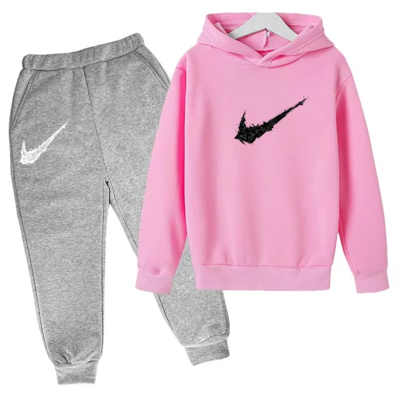 Kids Autumn Winter Hoodie Boy Girl 3-13Yrs Letter Print Clothing Casual Top+Trousers 2P Child Gift Brand Sports Coat Jogging Set
