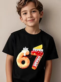 Fun Six Seven 6 7 Meme Design T-Shirt for Kids Chaotic Humor Y2k Game Saying Tees Casual O-Neck Top Fashion Children's Clothing