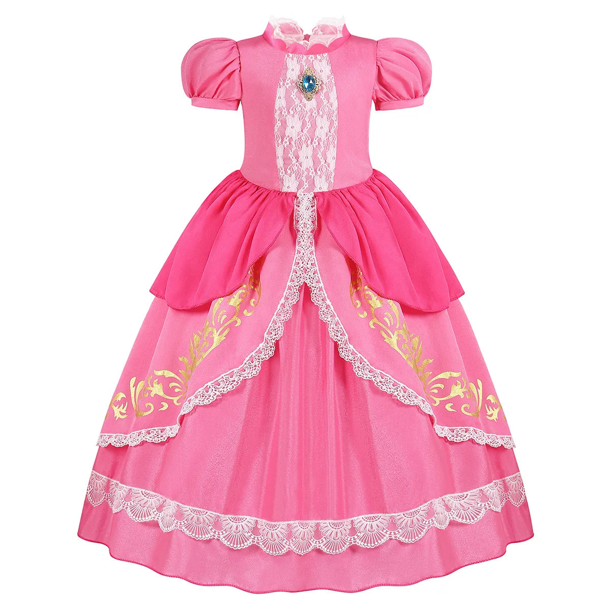 Kid White Peach Costume Princess Costume Plumber Adventure Girls Cosplay Apparel Halloween Video Game Victory Bonus Lolita Dress