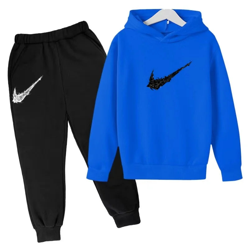 Kids Autumn Winter Hoodie Boy Girl 3-13Yrs Letter Print Clothing Casual Top+Trousers 2P Child Gift Brand Sports Coat Jogging Set