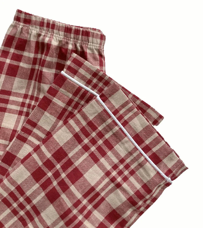 Children's Pajamas Sets Spring Autumn Baby Girls Clothes 100% Pure Cotton Plaid Tops+Pants 2 PCS Kids Boy Pyjamas Suits Homewear