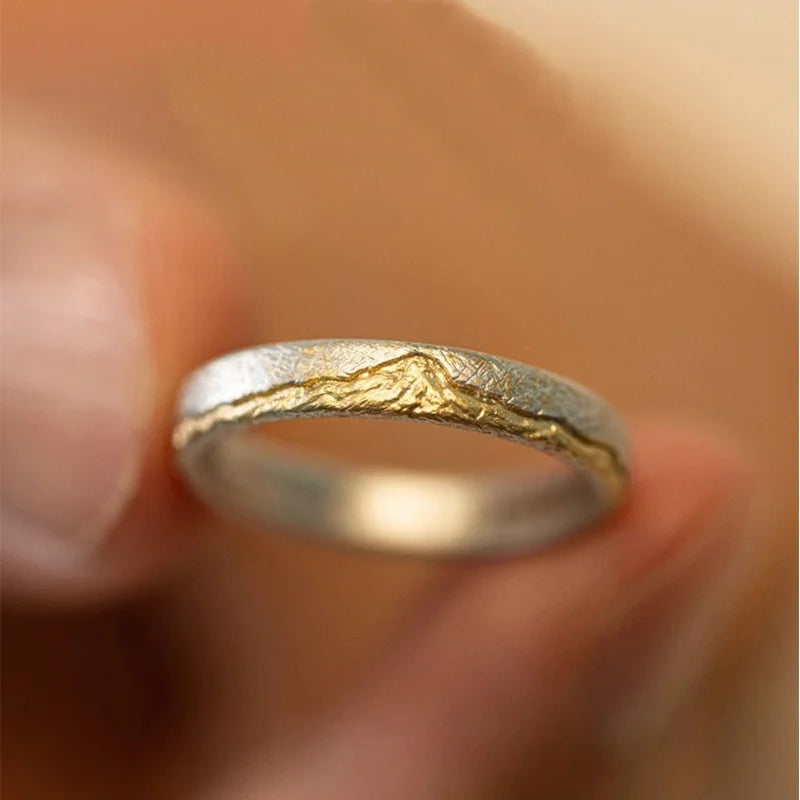 Men Ring 925 Sterling Silver Jewelry Adjustable Trendy Gold Mountain Design Ring Male Index Finger Accessories