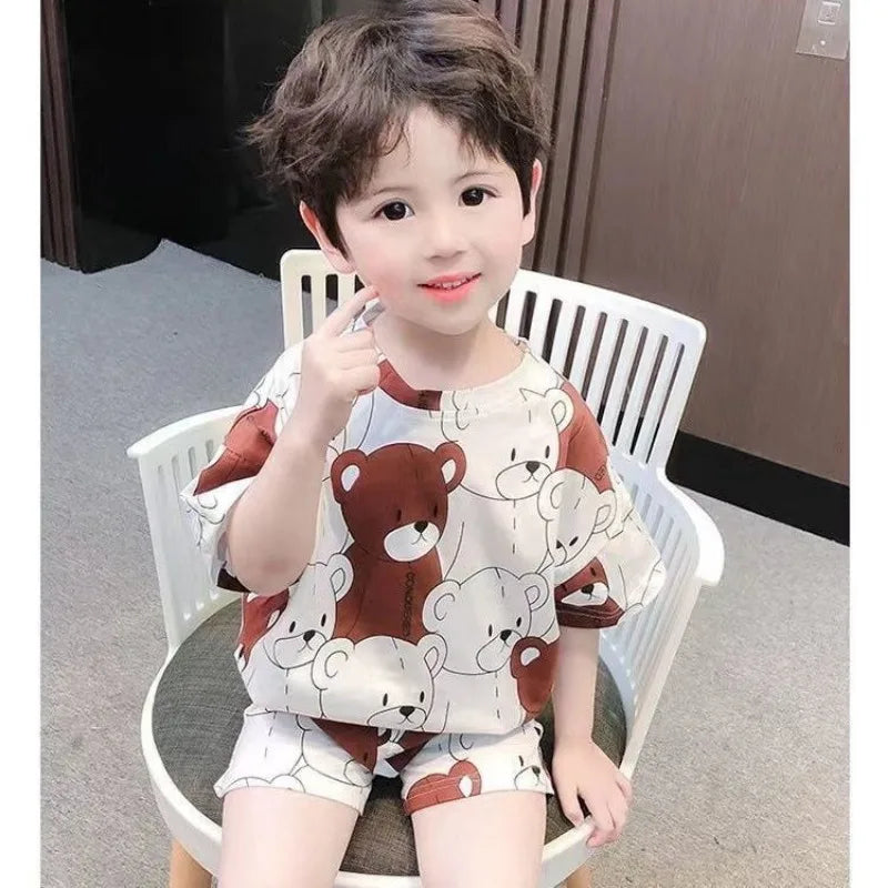 Pajama Set Children Short Sleeve Pajamas Kids Boys Children Summer Sleepwear Pyjama Kpop Boys Pjs Sets Boy's Pajamas for Boy