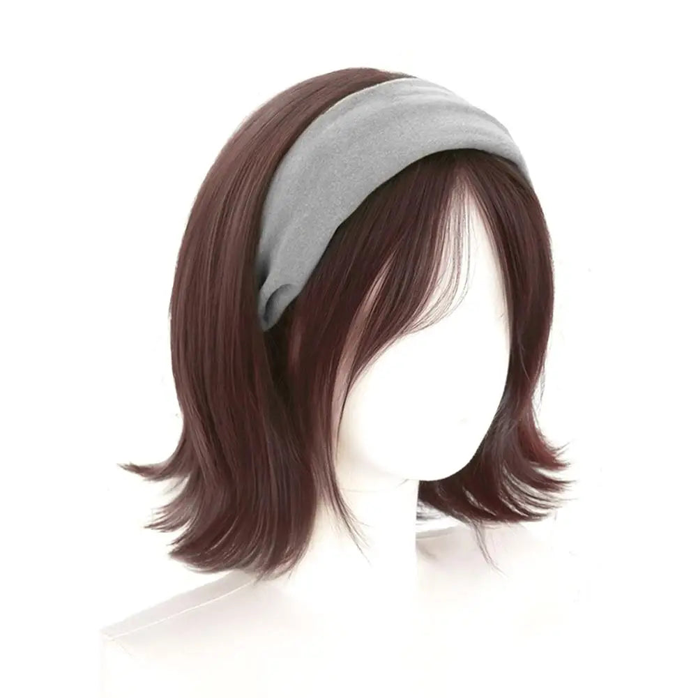 Headband Wigs Short Straight Bob for Women Half Wigs Synthetic Hair for Cosplay Party Daily Use Synthetic Women Elegant Solid