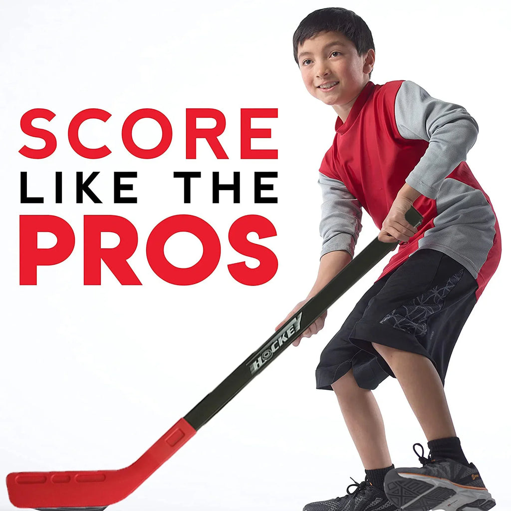 1set Kids Floor Hockey Stick Youth Indoor Outdoor Toys Sports Starter Set with Plastic Puck and Ball for Toddlers Children Ages