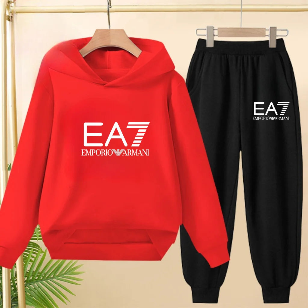 Kids Autumn Winter Hoodie  Letter Print Clothing Casual Top+Trousers 2PBoy Girl 3-12Yrs Child Gift Brand Sports Coat Jogging Set