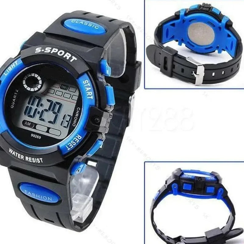 Kids Digital Watch Waterproof LED Luminous Sport Silicone Strap Children Boy Girl Multi-Function Alarm Stopwatch Calendar Clock
