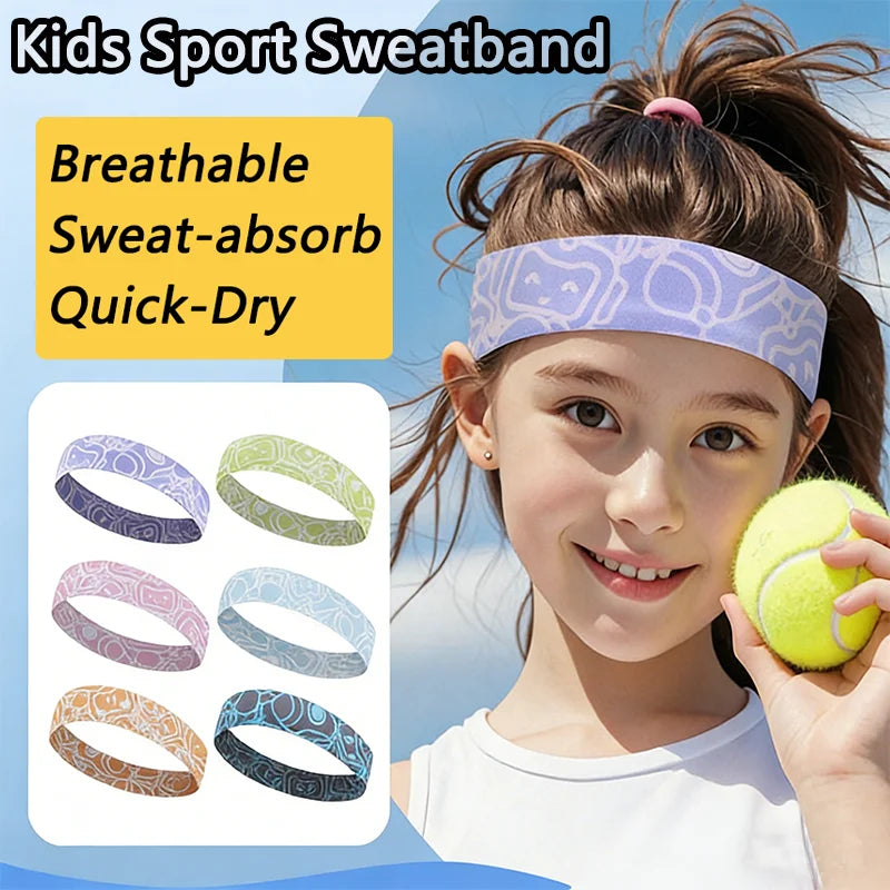 Kids Sport Headband Breathable Sweat Absorbing Non Slip Tennis Football Hairband Boys Girls Basketball Quick Dry Sweatband