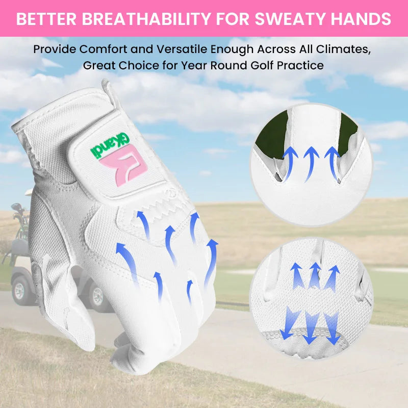 Golf Gloves Womens Ladies Left Hand for Right Handed Golfer 1 Pack, Microfiber Flexible Wet Hot Cool Rain Grip Weathersof