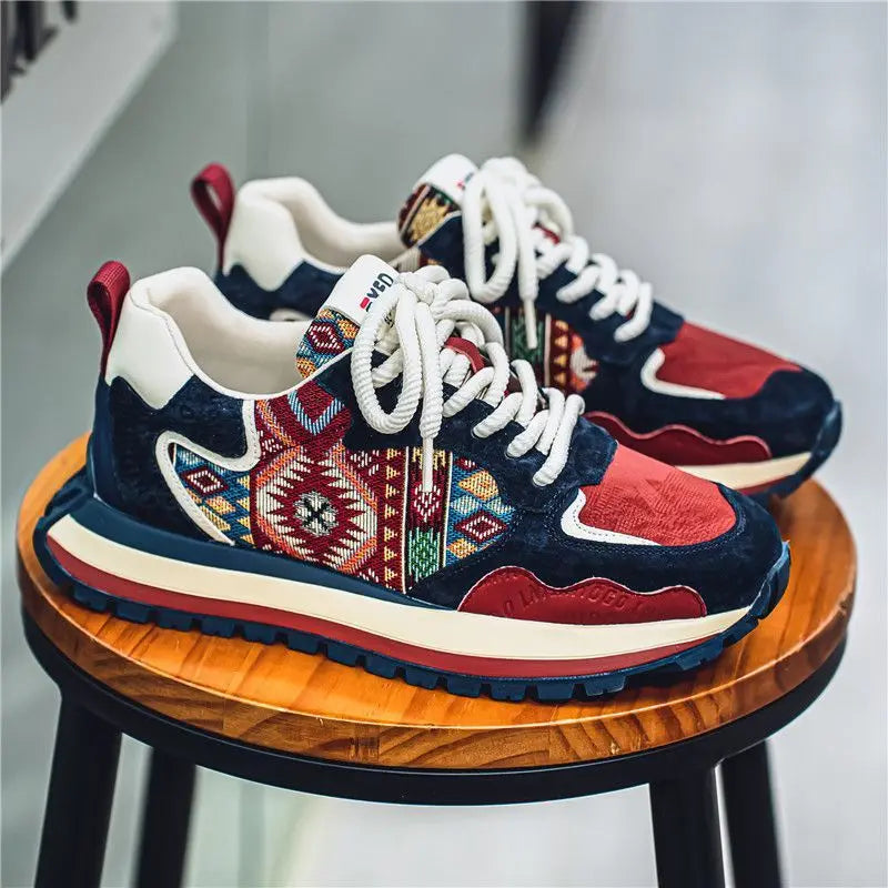 Men's shoes 2026 new spring fabric versatile height increasing thick sole sports and leisure dad shoes