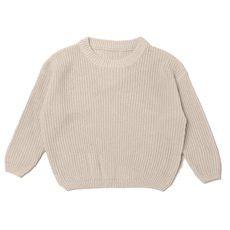 Personalized Baby Cotton Sweater Custom Name Hand Embroidery Knitted Pullover for Boys Girls Autumn Winter Kids Knitwear 0-7T