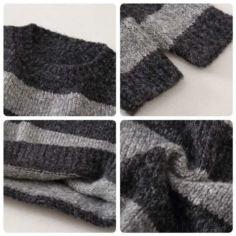 Boys Knitted Sweaters Winter Children Thickened Sweaters Plus Velvet Warm Round Neck Bottoming Shirt Kids Clothing 2026 New