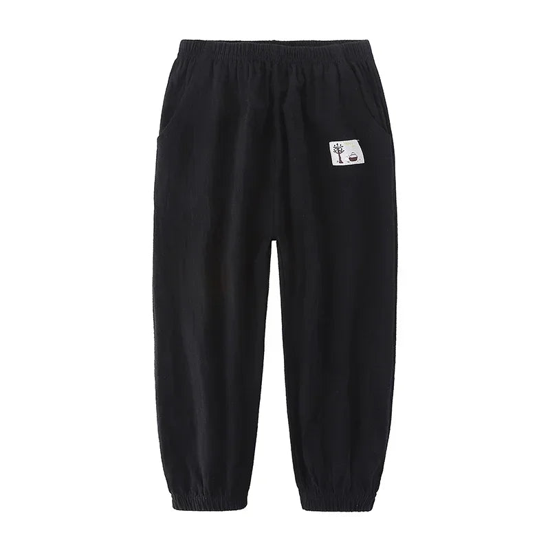 Children Pants Trousers for Boys Girls Cotton Linen Elastic Waist Summer Anti-Mosquito Pants Kids Clothing Long Pants 100-160cm