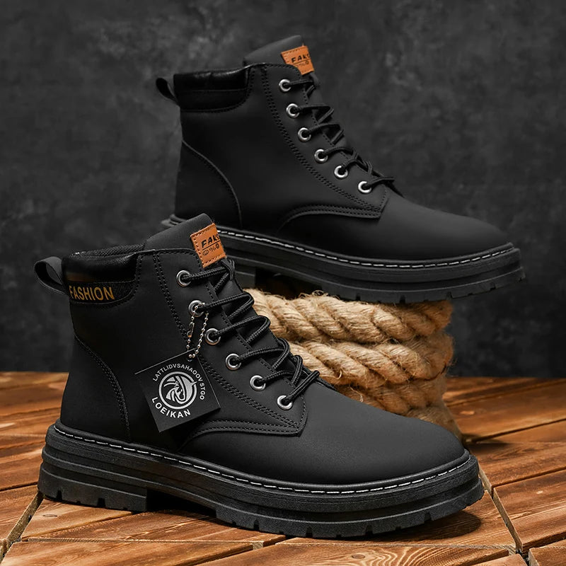 Men's Fashionable High-Top Yellow Boots Casual Shoes Outdoor Off-Road Hiking Boots Trendy Comfortable Footwear