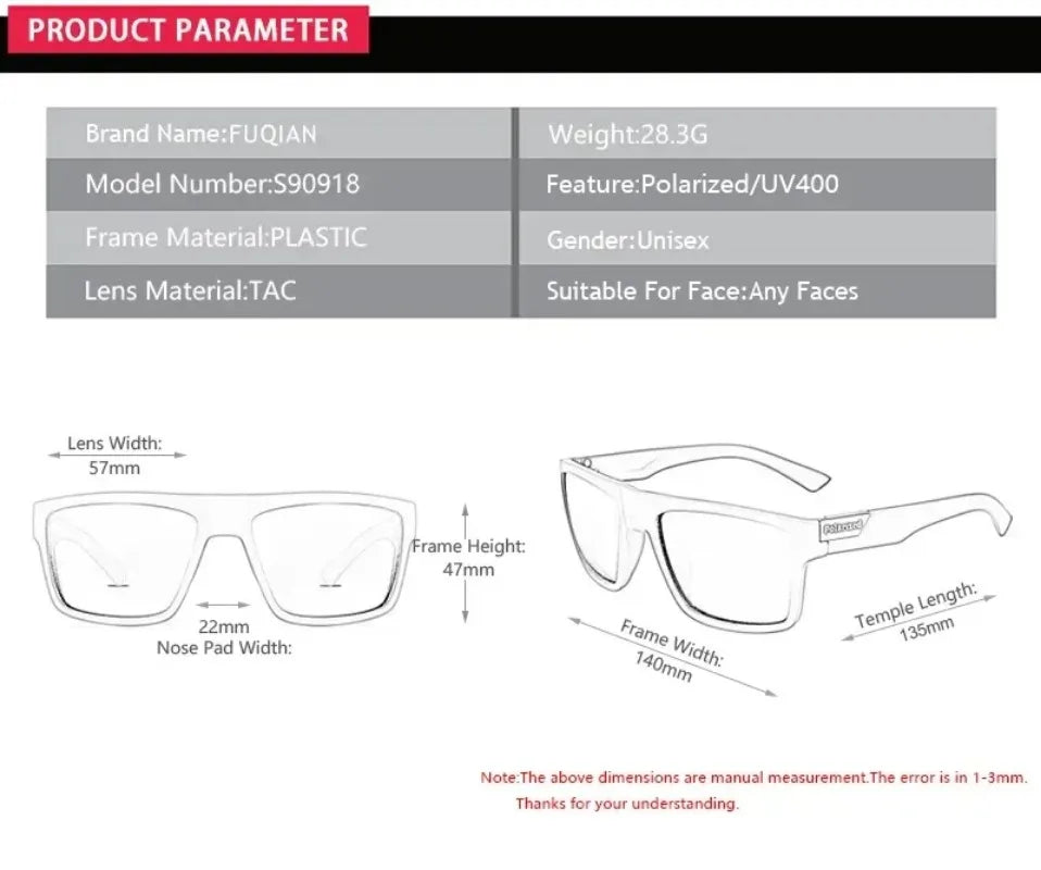 Polarized Sunglasses For Men Matte Black Square Frame UV400 Anti‑Glare Lens Outdoor Driving Beach Cycling Sun Protection Eyewear