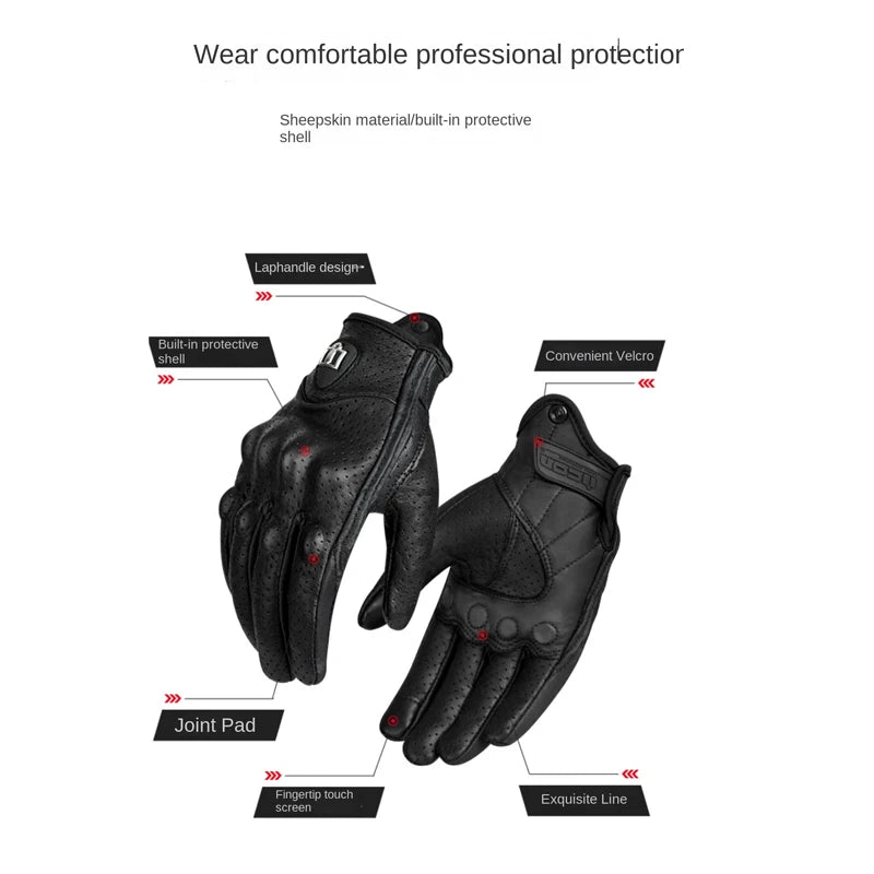 Summer Motorcycle Breathable Gloves Men Women Moto Leather Carbon Cycling Winter Motorbike Motorcross Motor Full Finger Gloves