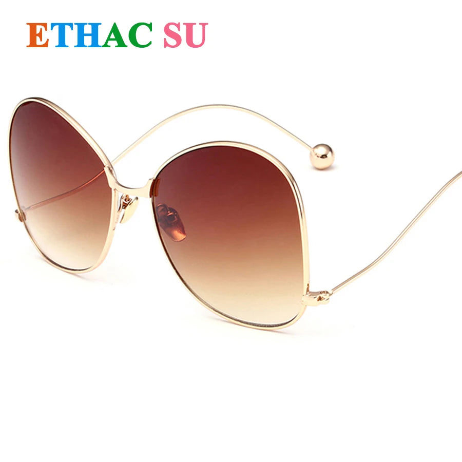 Sunglasses Women Oversize Luxury Brand Design Arm Retro Travel Drive Oval Frame Vintage Sun Glasses Female Clear Lens Glasses