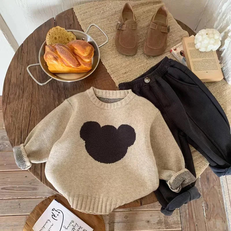 MJ230187 Korean-Style baby Sweaters, Autumn and Winter Outfits for Boys and Girls, Newborn Outerwear, Bear Hooded Knits