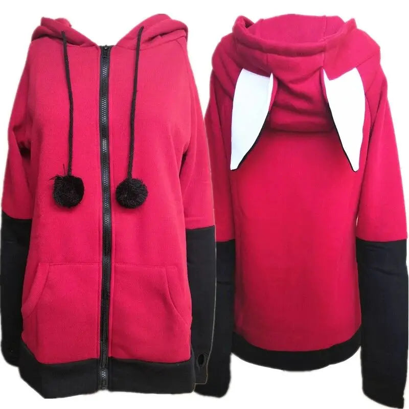 Animal Fox Ear Cosplay Costumes Hoodie Coat Warm Orange Green Sweatshirt Unisex Hoodies Carnival Party Clothes