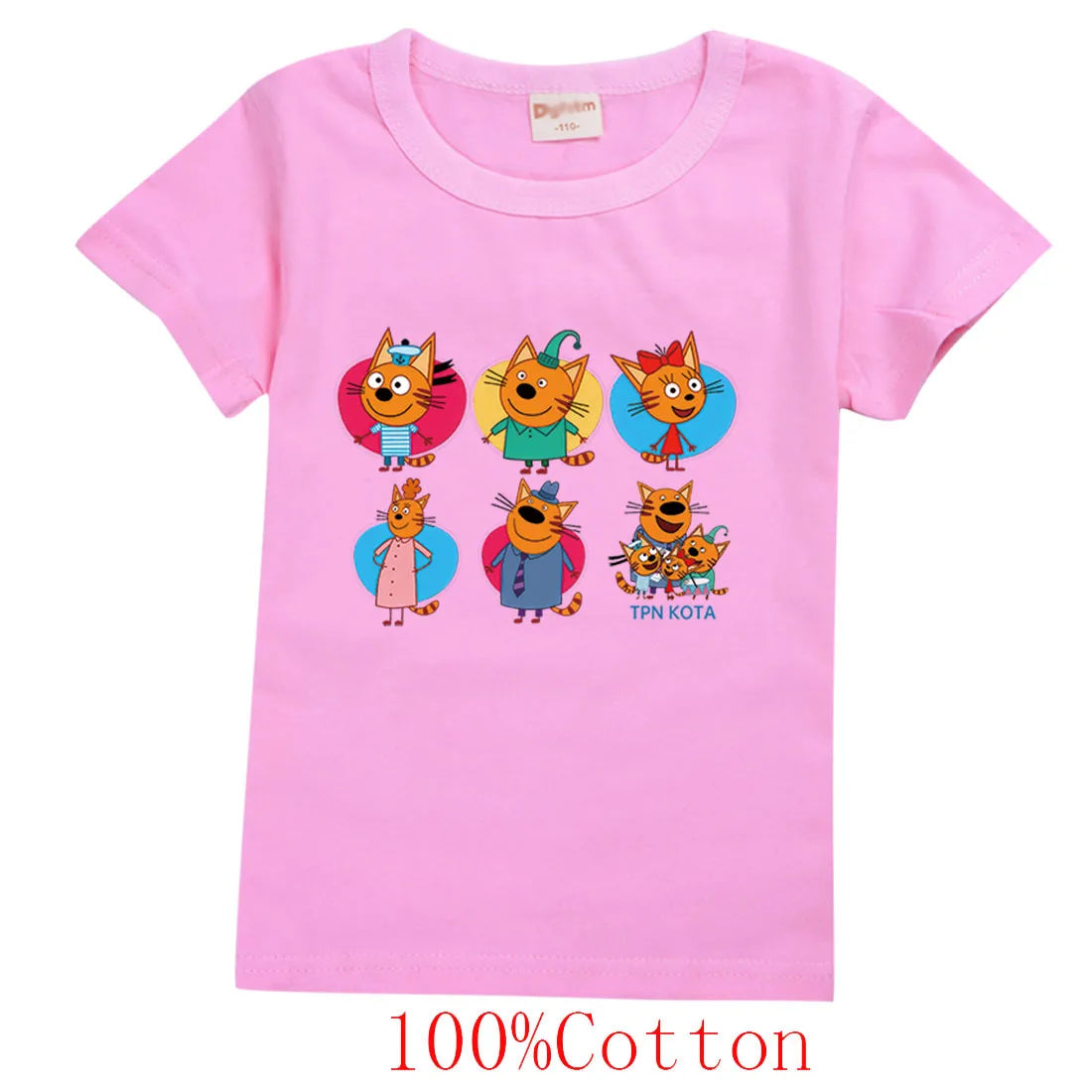 New Cartoon Kid-e-cats T Shirt Kids Three Kitten Russian Print Clothes Boys Summer Short Sleeve T-shirts Baby Girls Fashion Tops