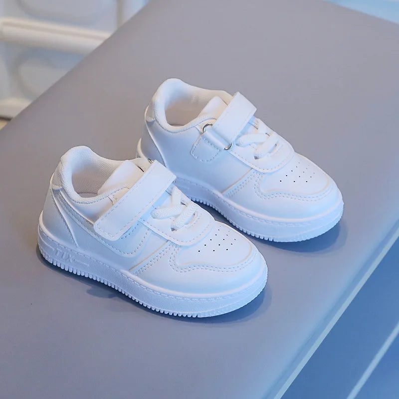 Tenis Sneakers Kids Spring/Autumn New Boys Girls Sports Shoes Casual Board Shoes Leather Soft Soled Children Small White Shoes